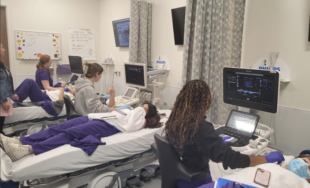 Students in the new sonography lab