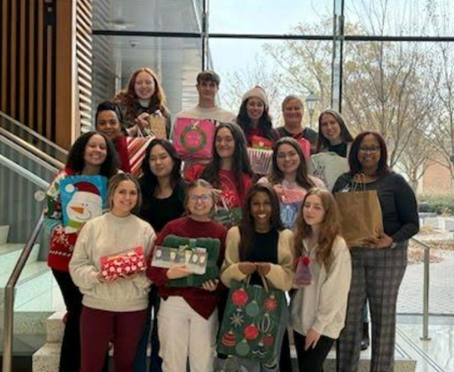 Students with wrapped gifts