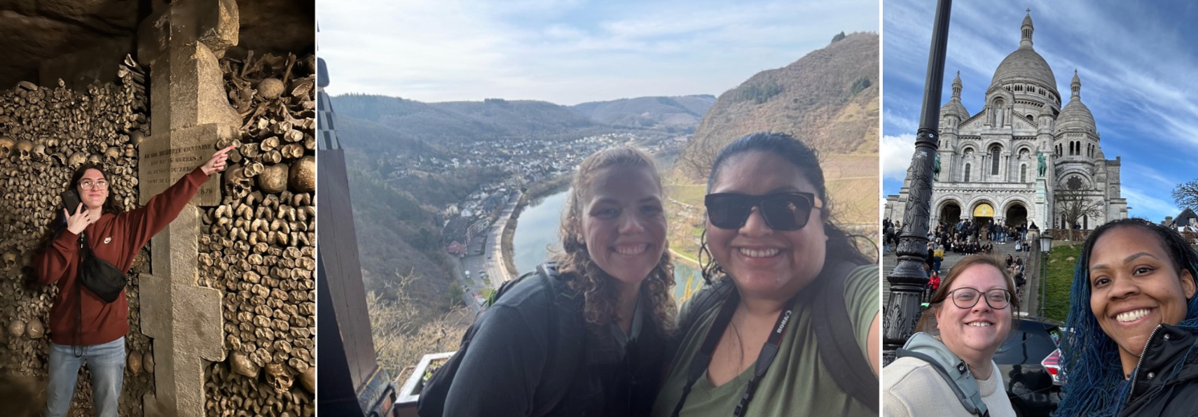 Students got a review in skeletal anatomy in the Catacombs under Paris Juniors Evelyn and Tori Hoffert in Germany and Group leaders and faculty members Cherish Parham and Jessica Koroma in Paris